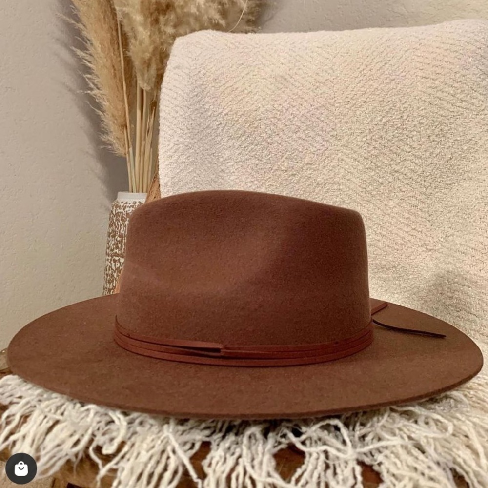 Brown wide brim rancher hat